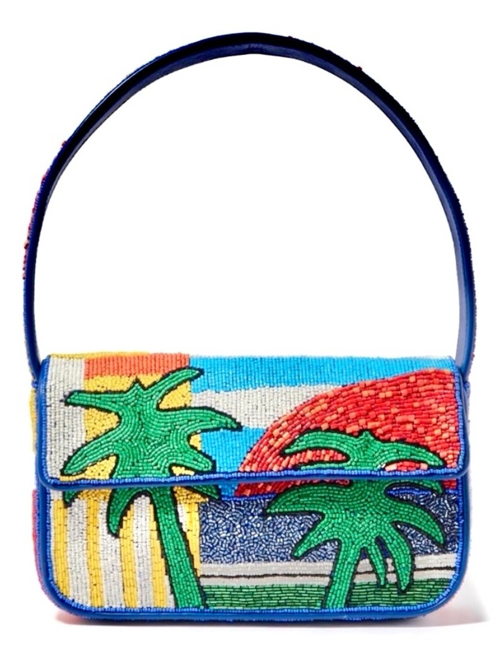 🌺🎉HP🎉🌺 NWT Staud Tommy Beaded Shoulder Bag Graphic Palm